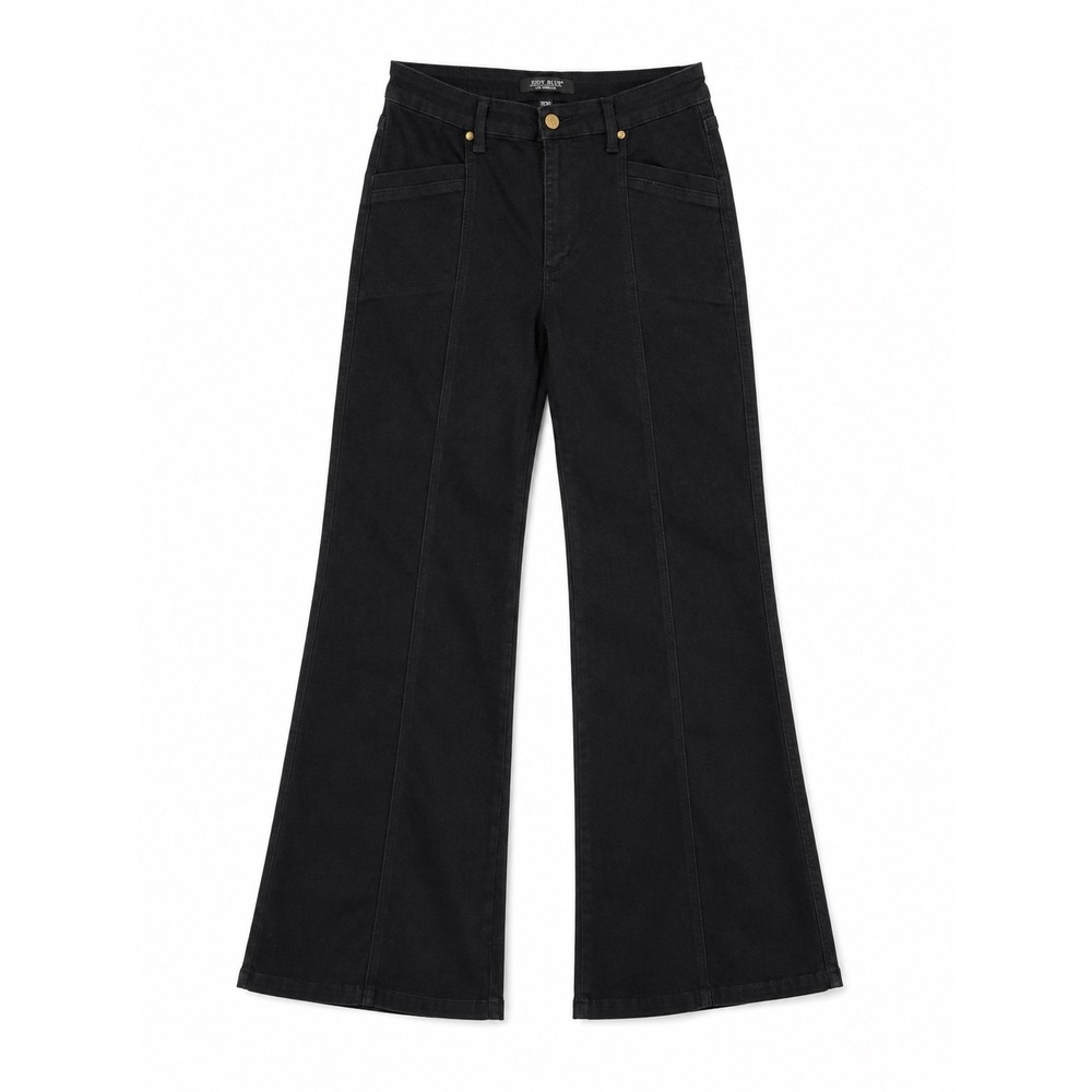 Judy Blue Retro Wide Leg High Rise Seamed Black Denim Jeans 11/30 Cut Hem - Picture 2 of 13